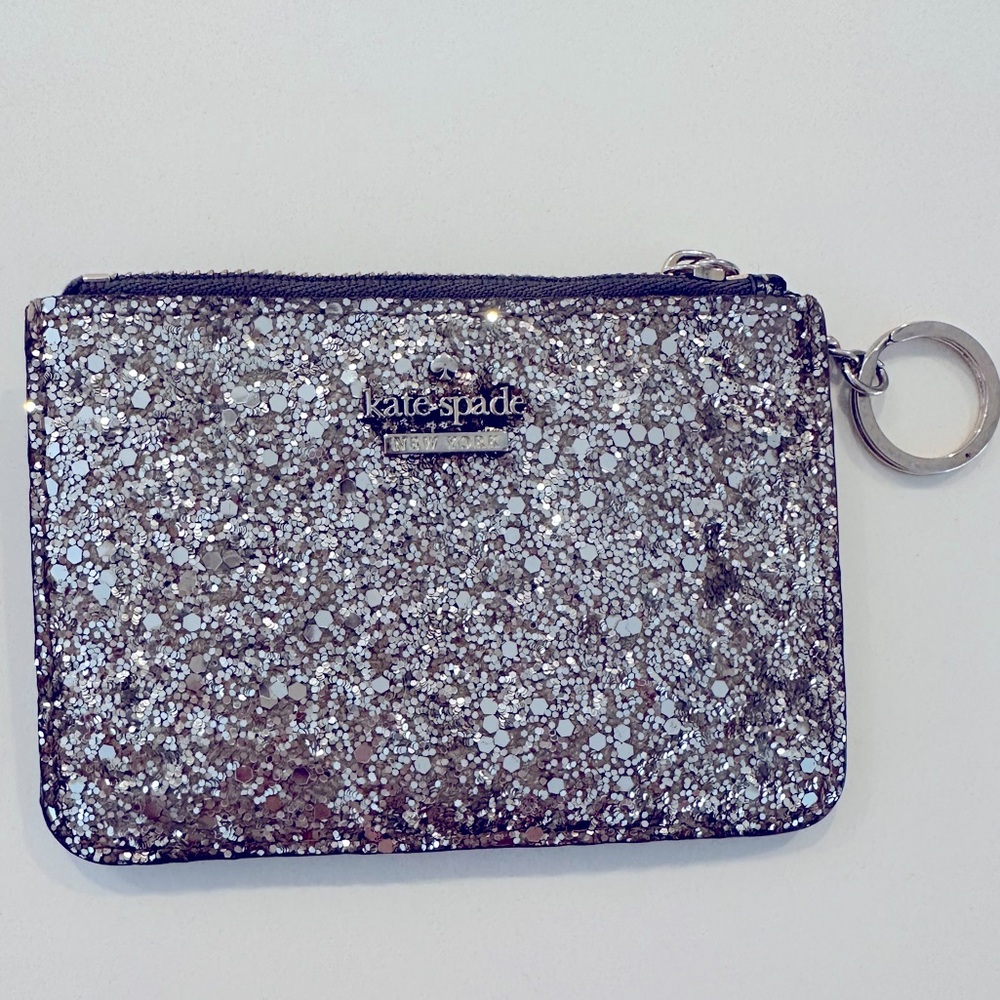 Kate Spade Silver Glitter Key & Card Holder